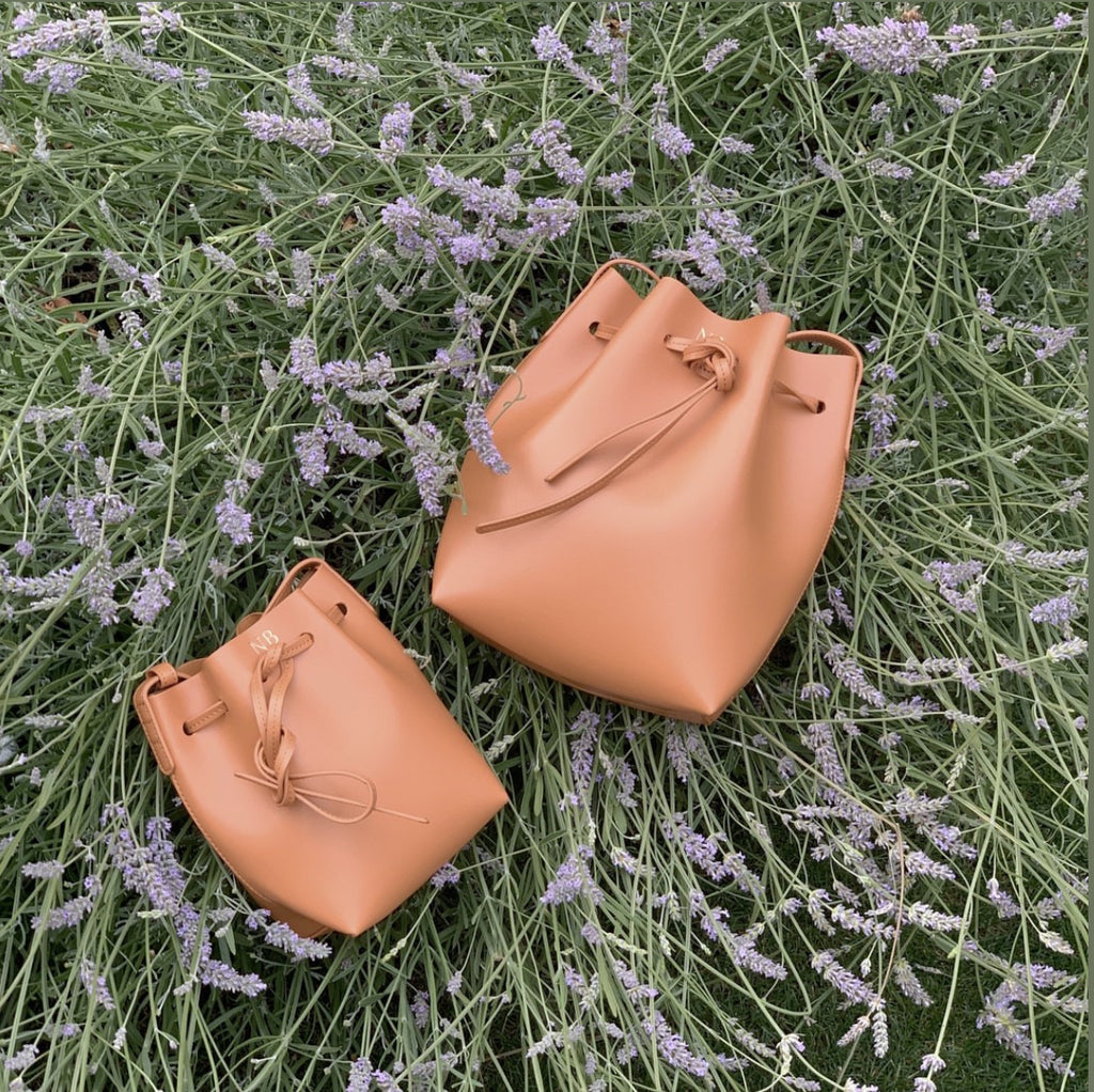 ‘Madrid' Camel Smooth Leather Bucket Bag