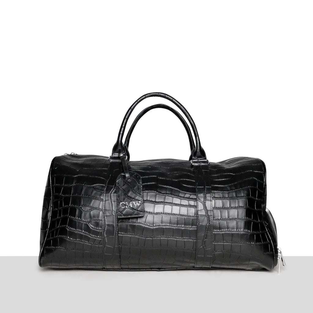 Amsterdam Black Croc Leather Weekend Bag