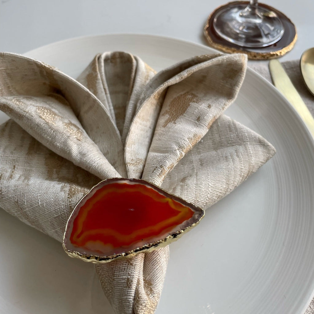 Orange Agate Crystal Napkin Ring