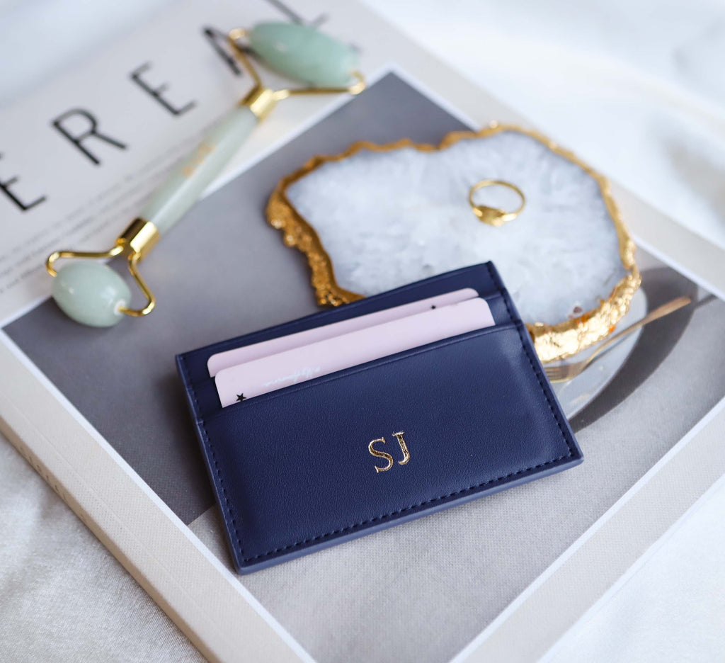 Navy Smooth Leather Cardholder